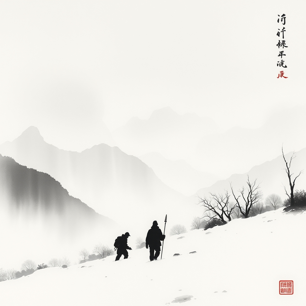 为这首诗生成的水墨配图