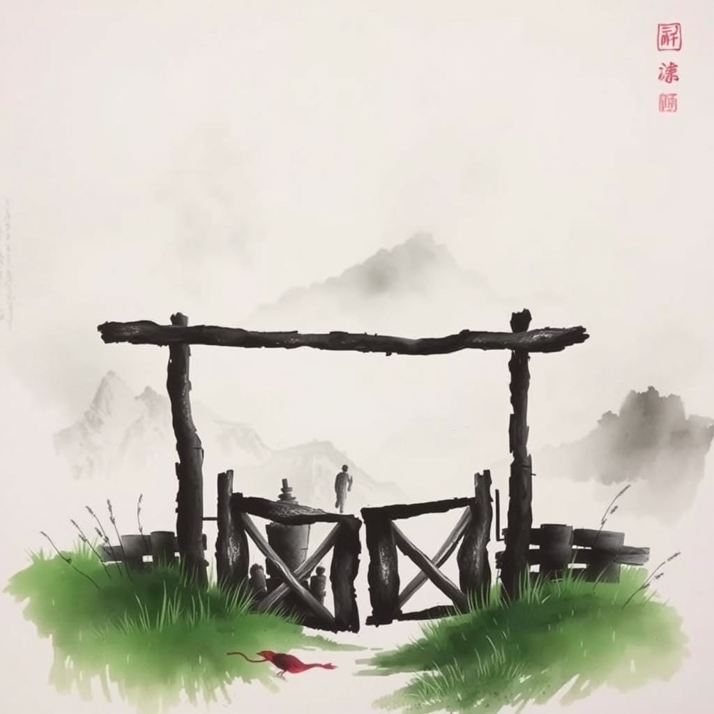为这首诗生成的水墨配图