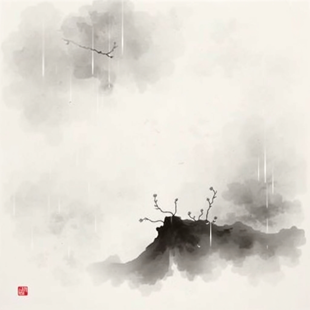 为这首诗生成的水墨配图