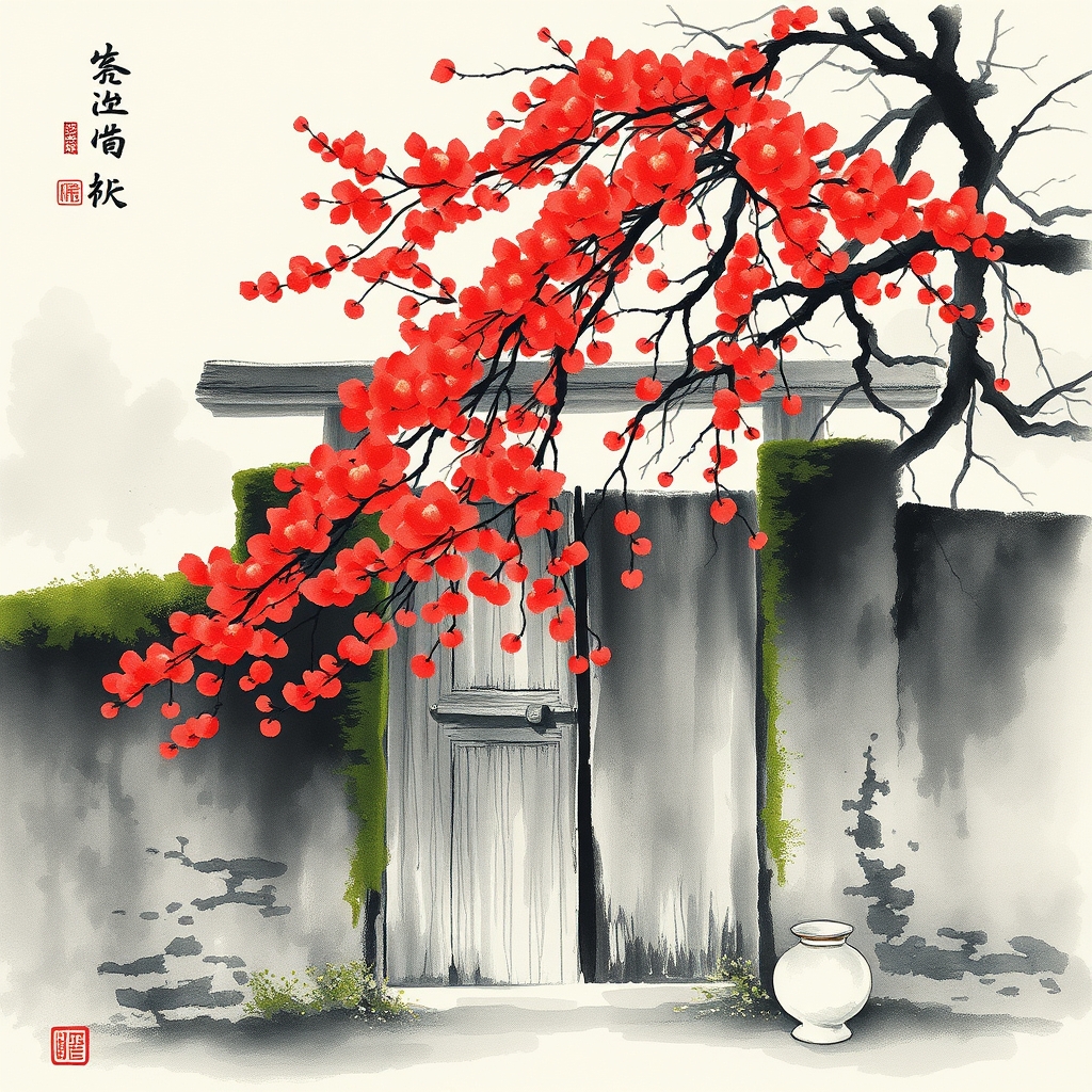 为这首诗生成的水墨配图