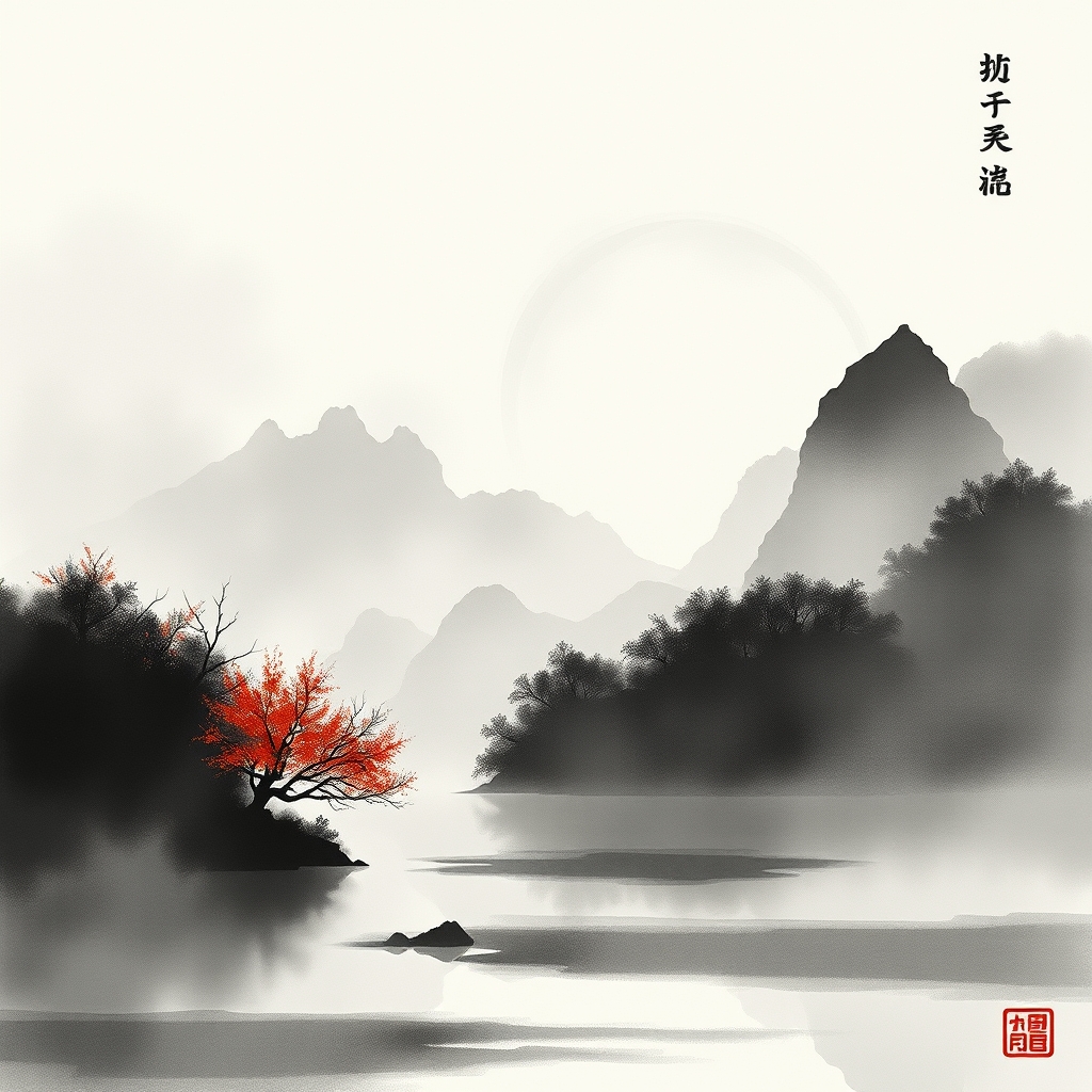 为这首诗生成的水墨配图