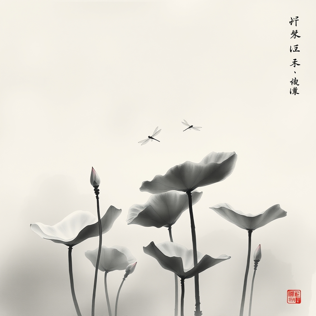 为这首诗生成的水墨配图
