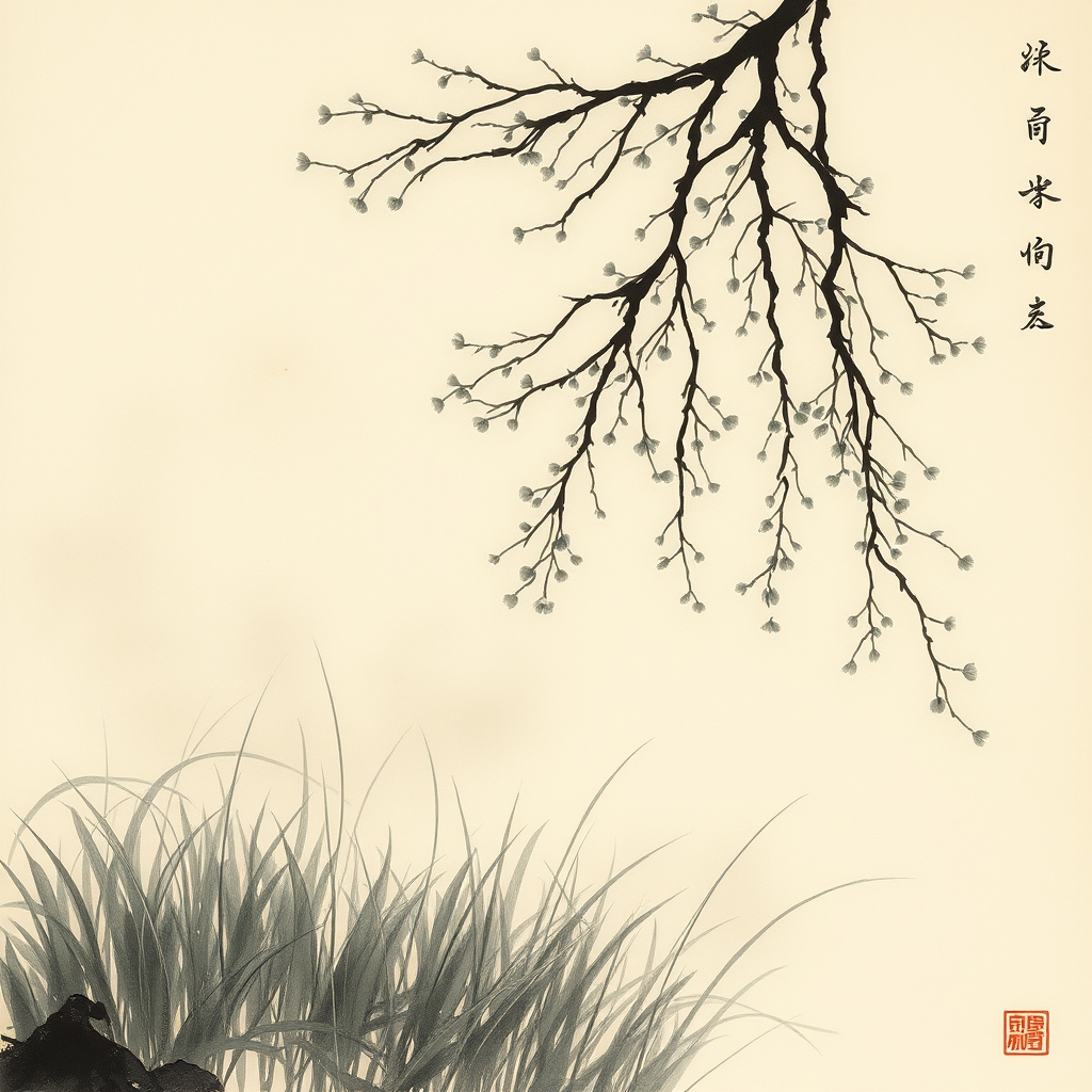 为这首诗生成的水墨配图