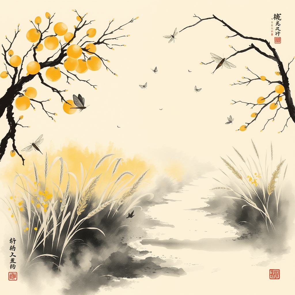 为这首诗生成的水墨配图