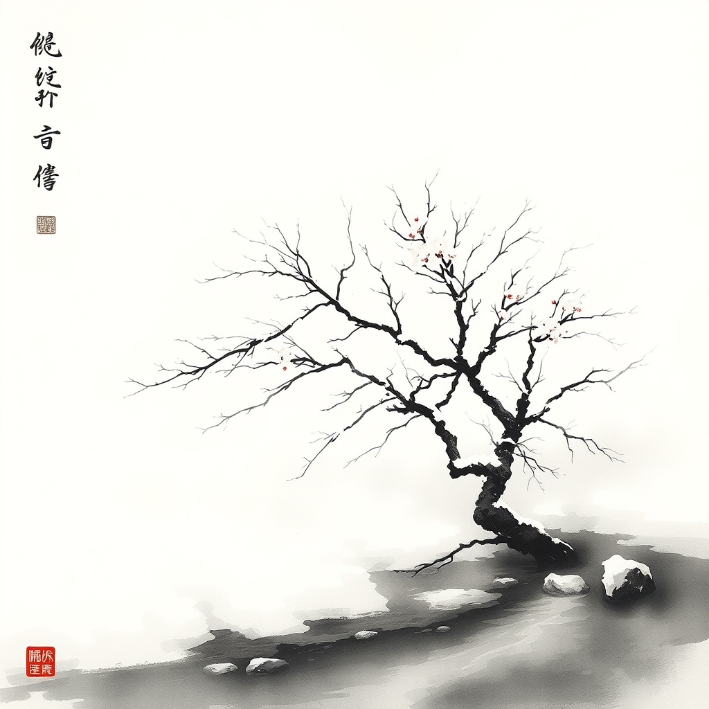 为这首诗生成的水墨配图
