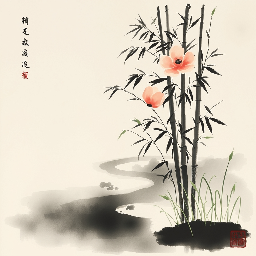 为这首诗生成的水墨配图