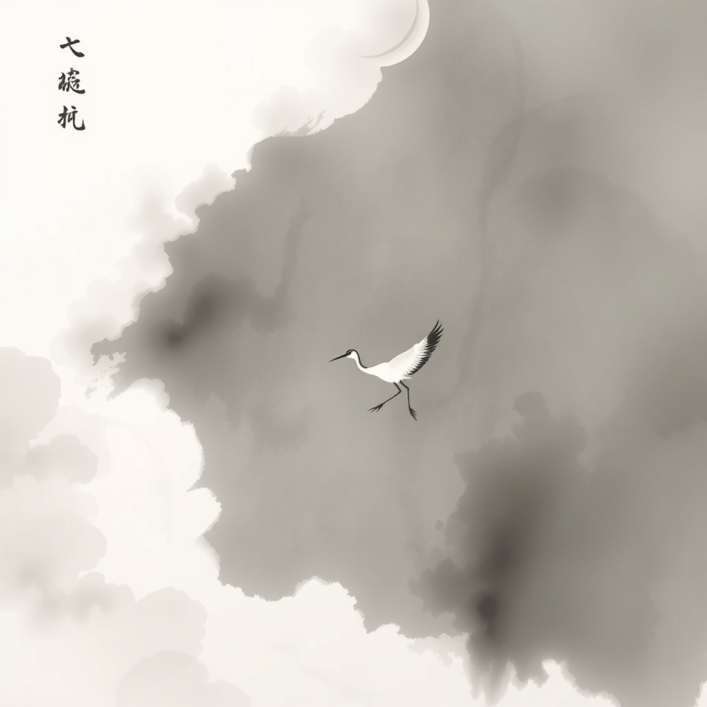 为这首诗生成的水墨配图