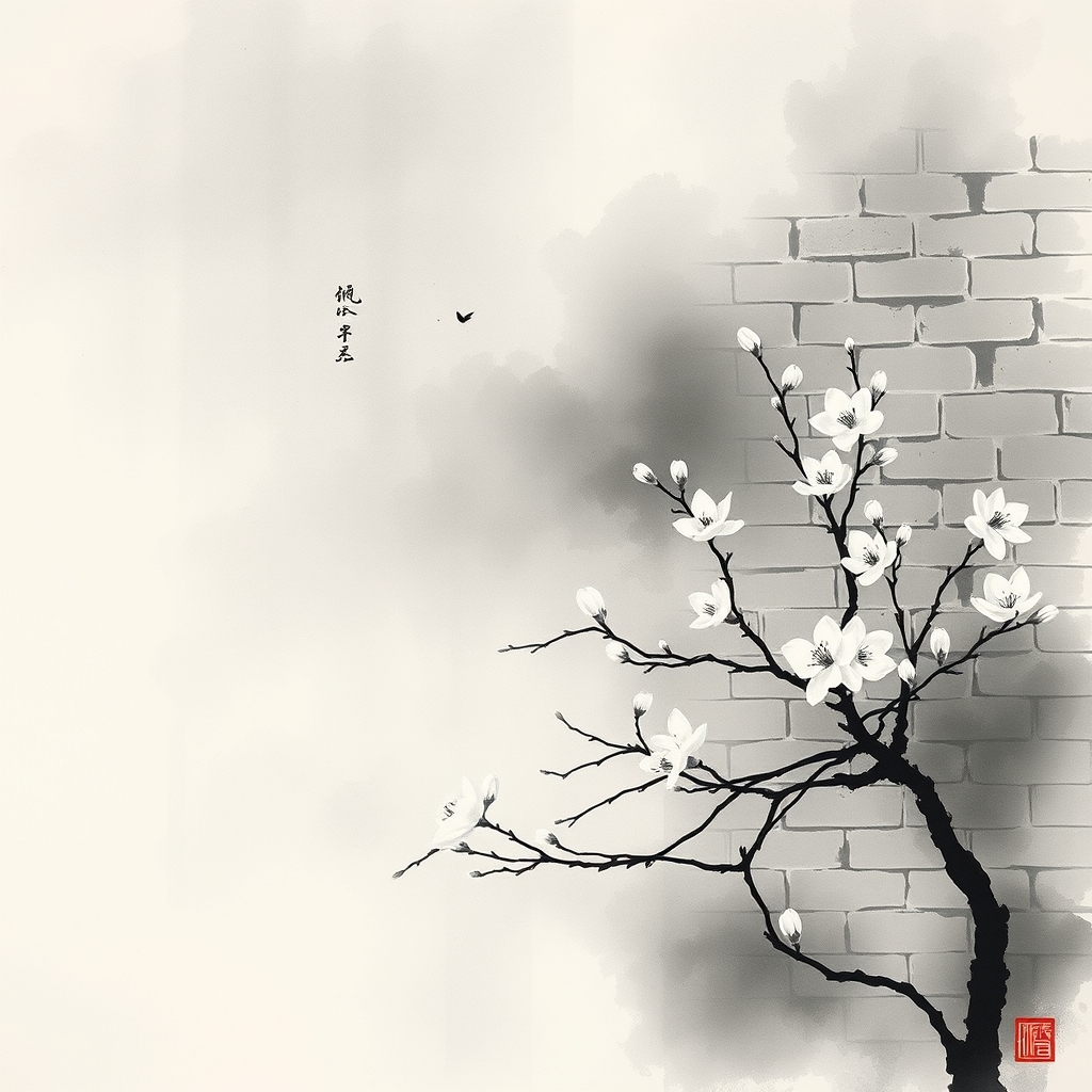 为这首诗生成的水墨配图