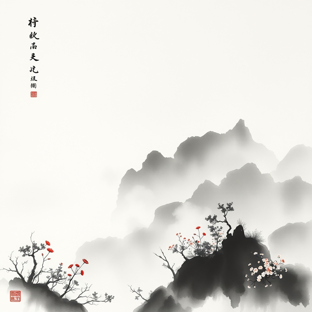 为这首诗生成的水墨配图