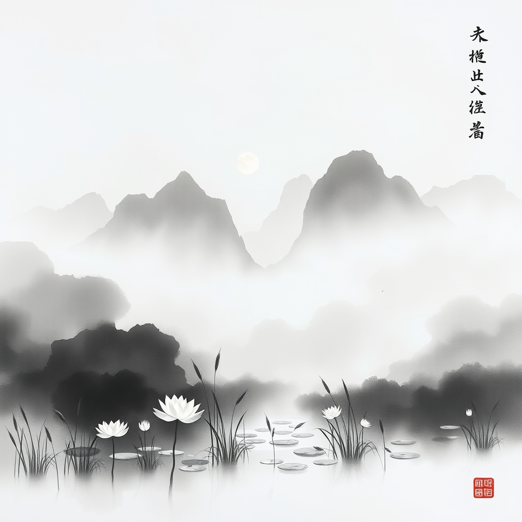 为这首诗生成的水墨配图