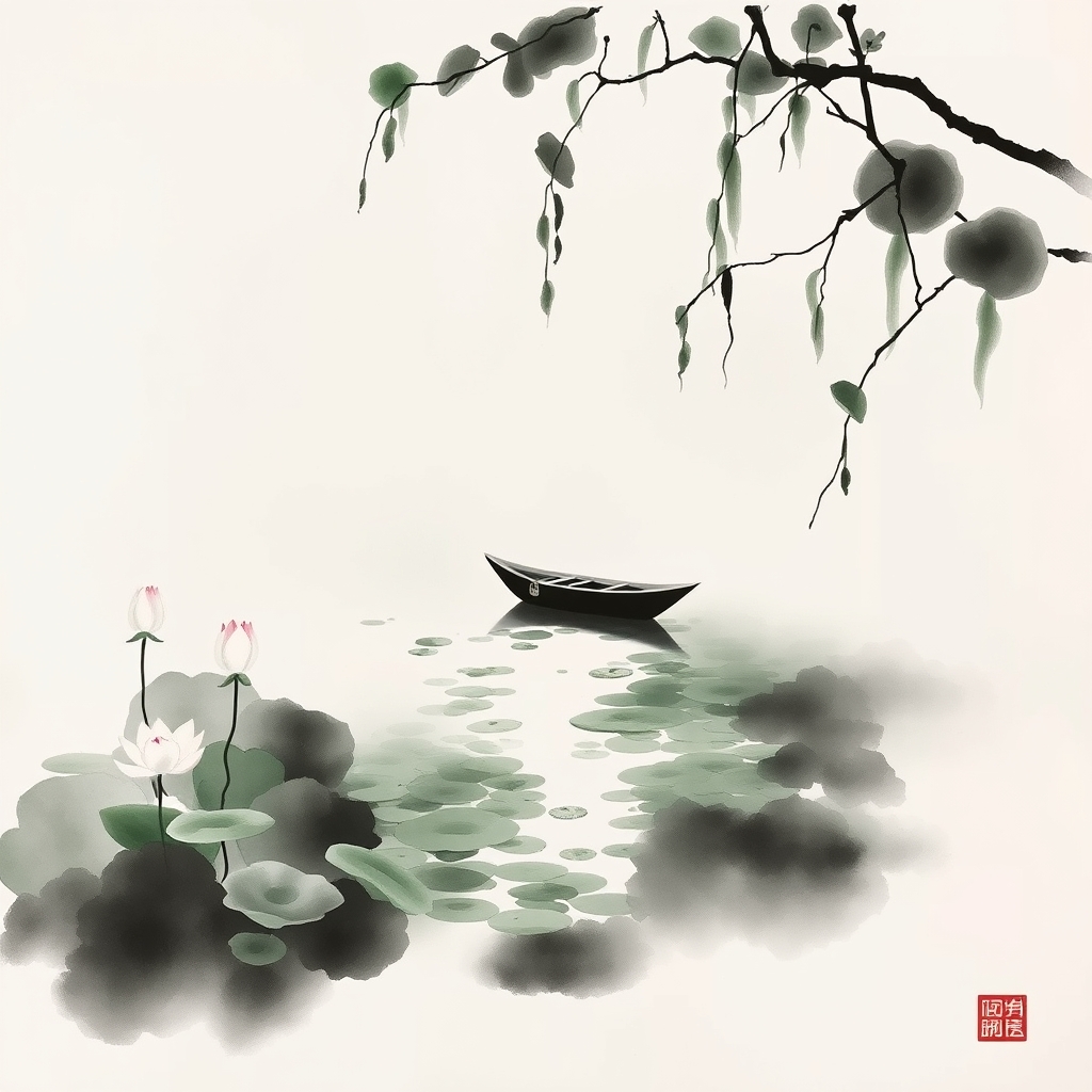 为这首诗生成的水墨配图