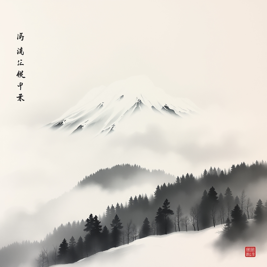 为这首诗生成的水墨配图