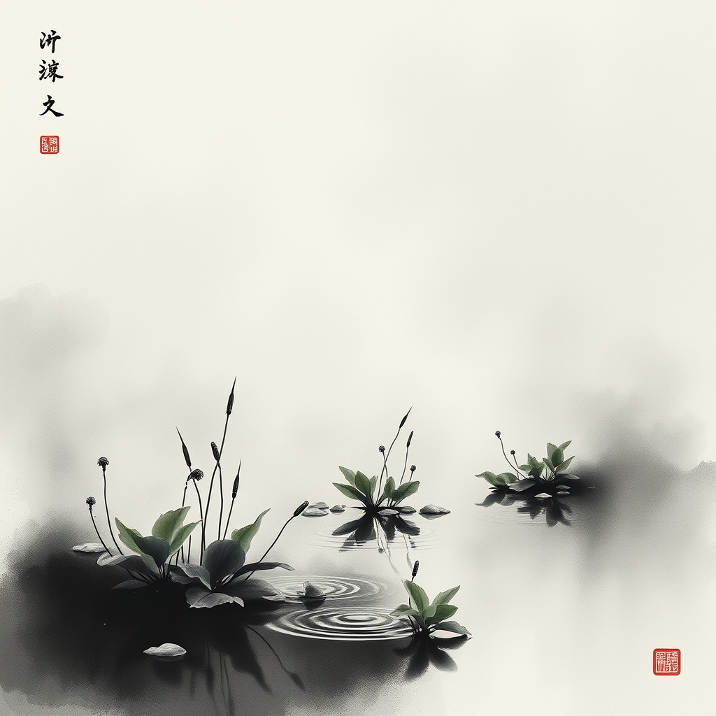为这首诗生成的水墨配图