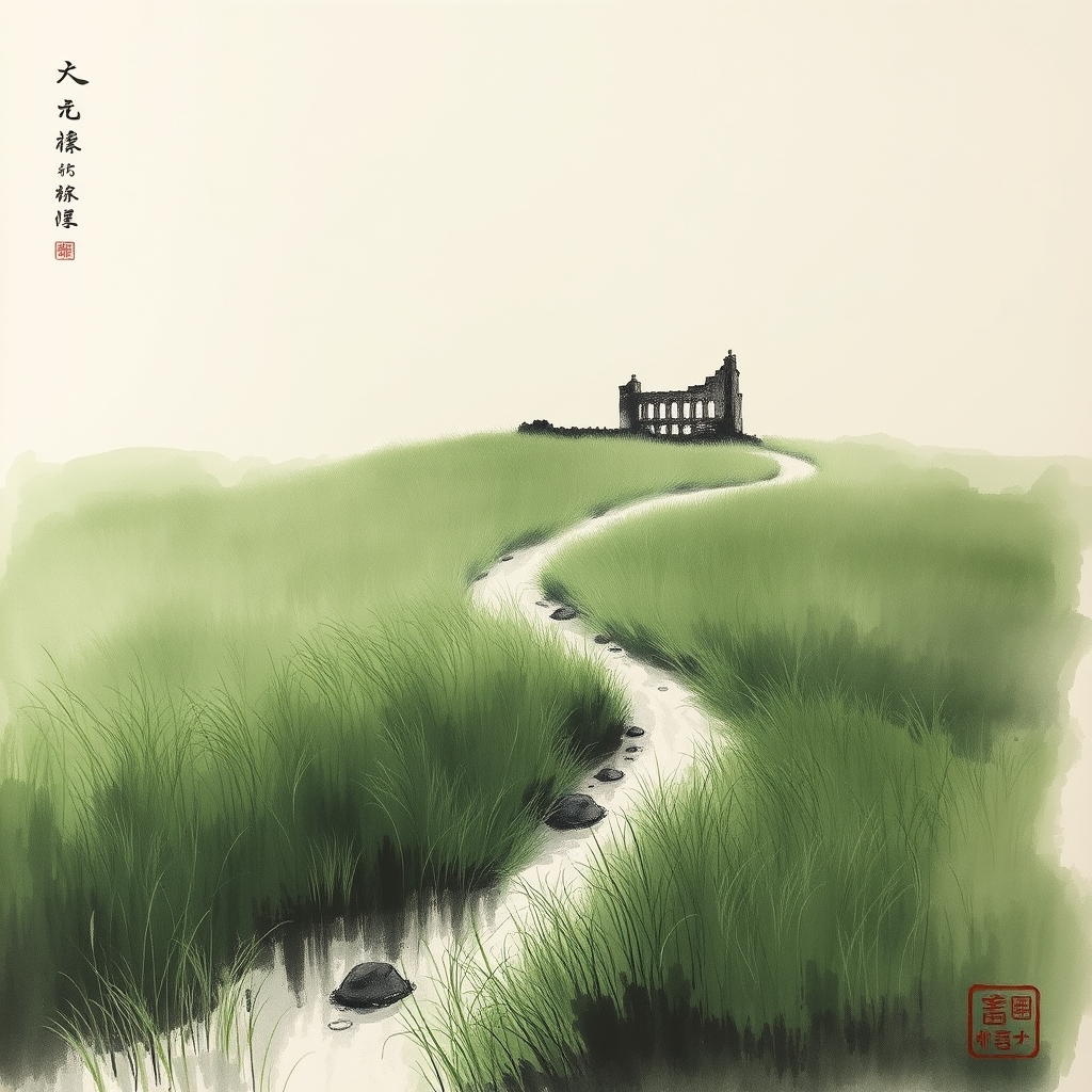 为这首诗生成的水墨配图
