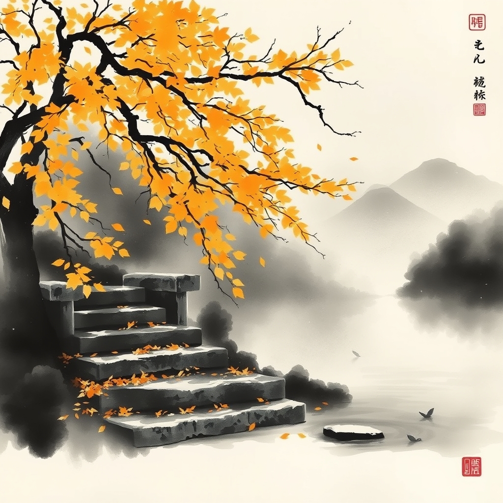 为这首诗生成的水墨配图