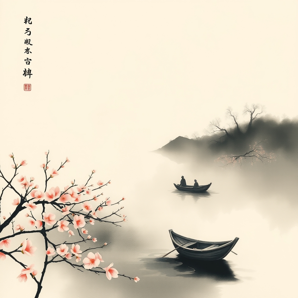 为这首诗生成的水墨配图