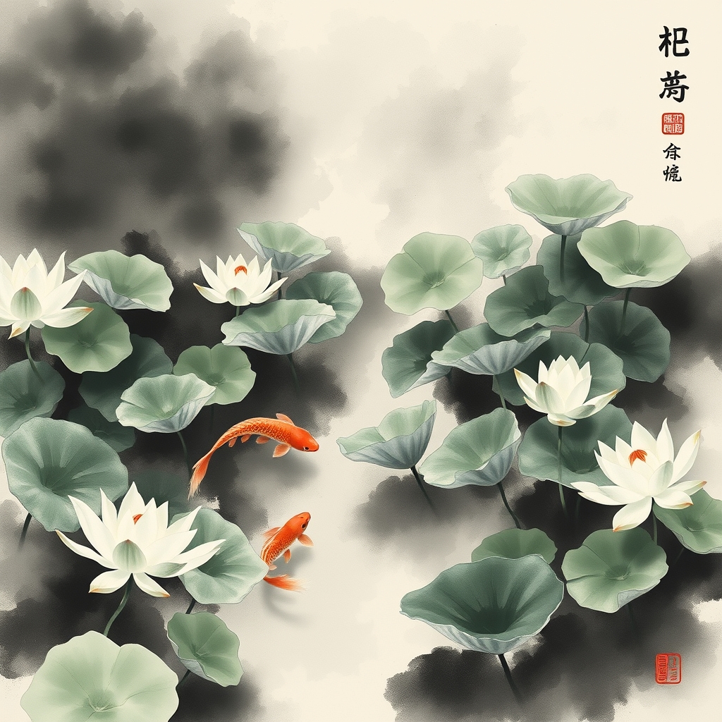 为这首诗生成的水墨配图