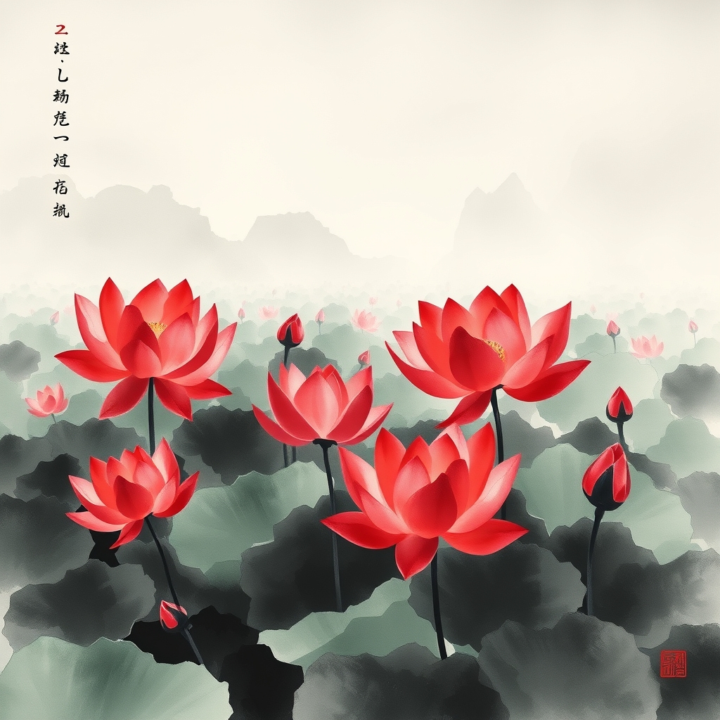 为这首诗生成的水墨配图
