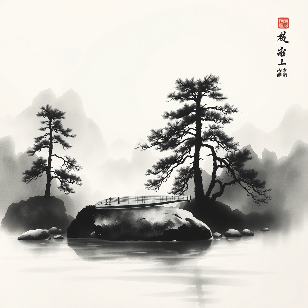 为这首诗生成的水墨配图