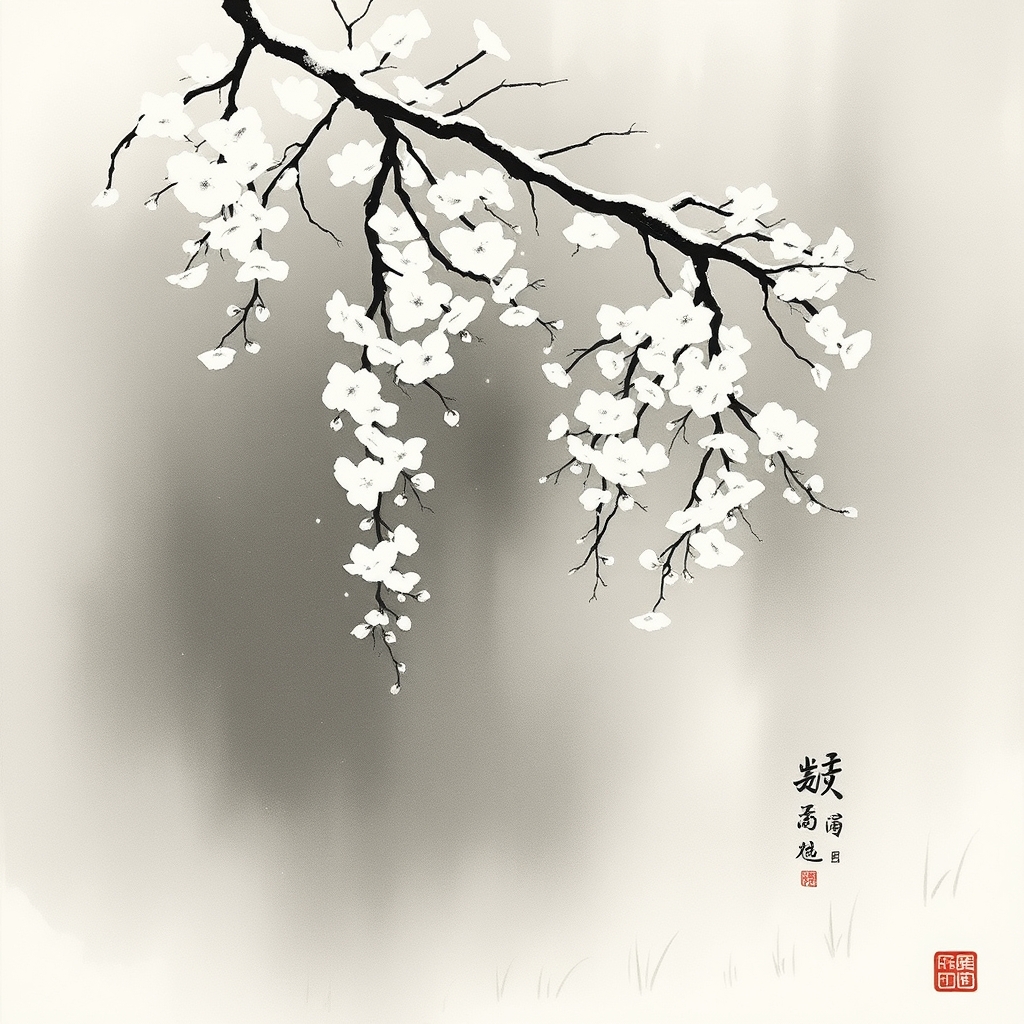 为这首诗生成的水墨配图