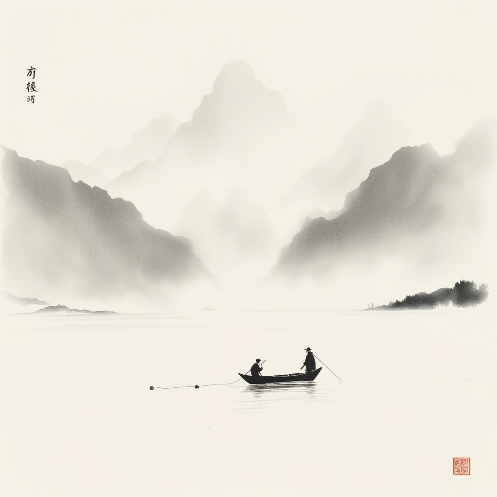 为这首诗生成的水墨配图