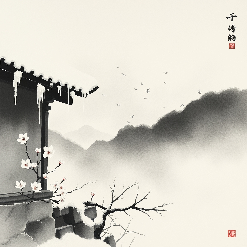 为这首诗生成的水墨配图