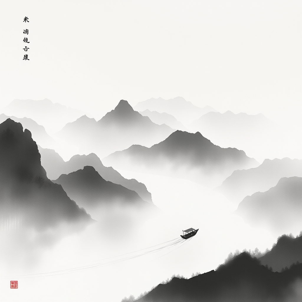 为这首诗生成的水墨配图