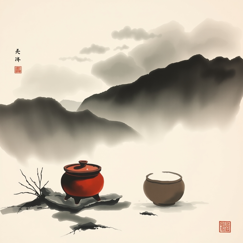 为这首诗生成的水墨配图