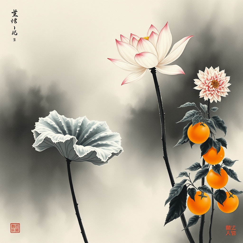 为这首诗生成的水墨配图