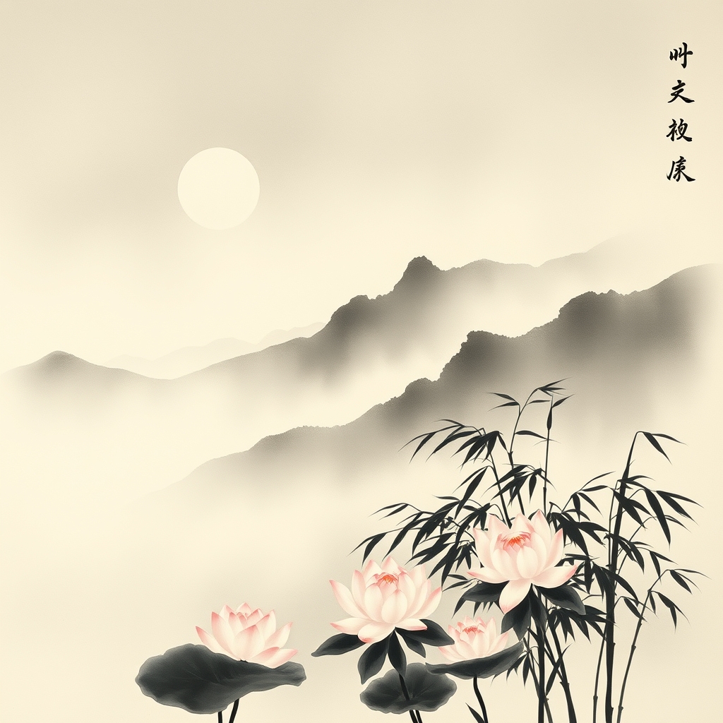 为这首诗生成的水墨配图