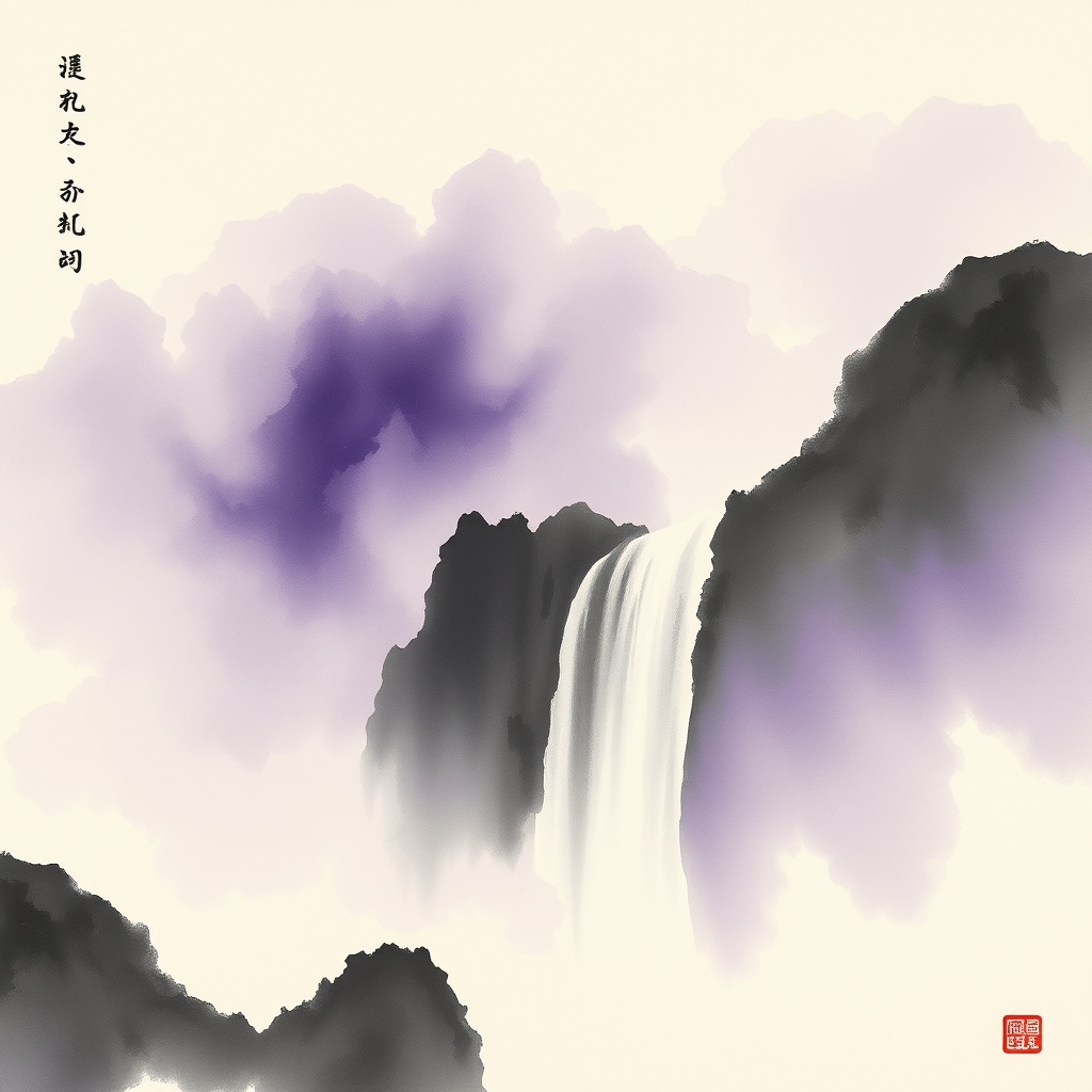 为这首诗生成的水墨配图
